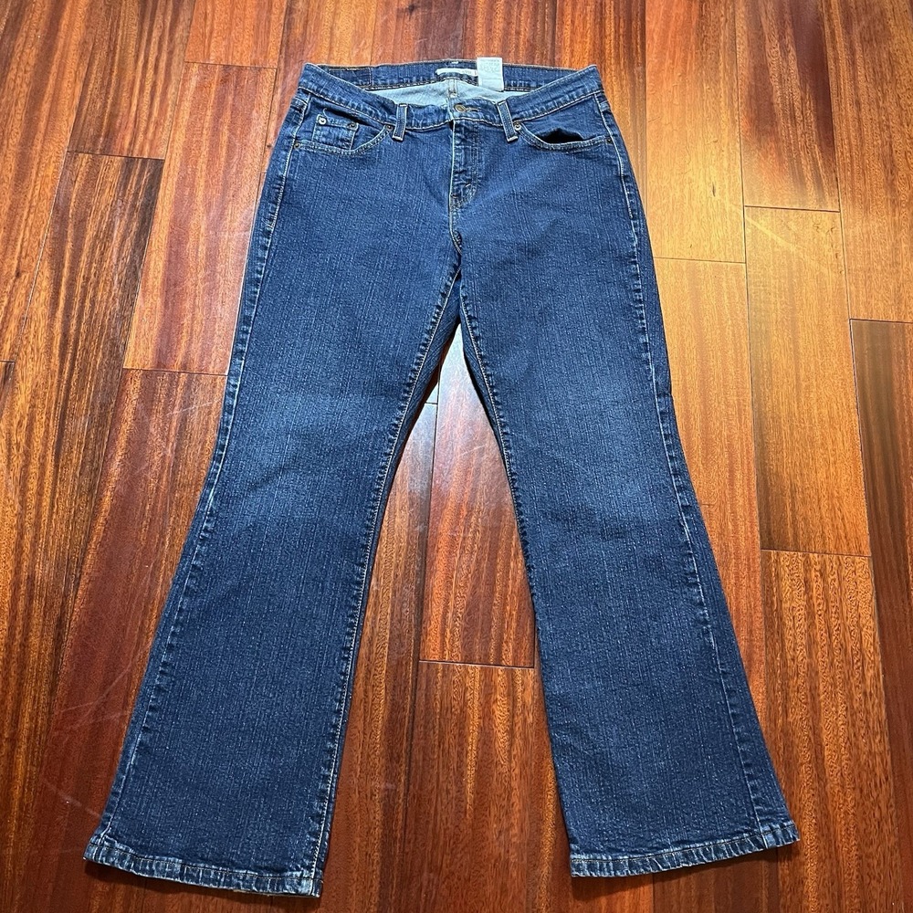 Levis Jeans Womens 12P Medium 32x28 529 Curvy Bootcut Blue Dark Wash Grunge
